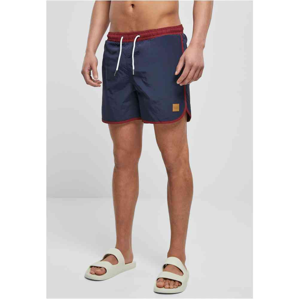 Urban Classics - Retro Swim shorts - Blue/Burgundy